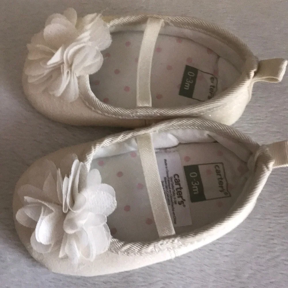 Adorable Baby Girl Shimmer Sparkle flower shoes